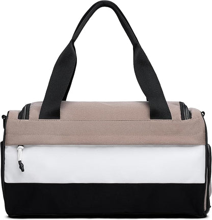 Vooray 23L Boost Duffel Bag – Small Travel & Sports Gym Bag for Women and Men with Shoe Pocket, Weekender for Overnight Football, Travel, Hospital Stays or Workout - Neutral Color Block