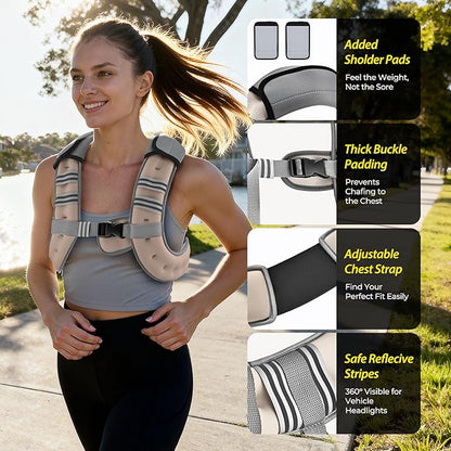 PACEARTH Weighted Vest,6lb/8lb/10lb/12lb/16lb/20lb/25lb/30lb Weight Vest with Reflective Stripe, Body Weight Vests for Women, Men, Weight Loss Workout, Strength Training, Running, Walking, Jogging