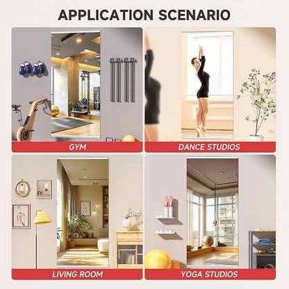 83"x40" One-Piece Home Gym Mirror, Oversized Full Body Wall Mounted Fitness Mirror, 4MM Professional Grade Tempered Glass for Yoga, Studio with Complete Kit