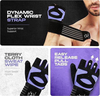 Special Essentials Weight Lifting Gloves for Men & Women – Fingerless Workout Gloves with Non-Slip Grip & Palm Padding for Gym, Training, Cycling & Fitness