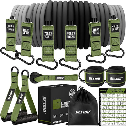Heavy Resistance Bands for Working Out, 300lbs/360lb/420lb Exercise Bands Workout Bands with Handles, Door Anchor, Ankle Straps, Home Gym Workout Equipment for Men Fitness Strength Training Stretching