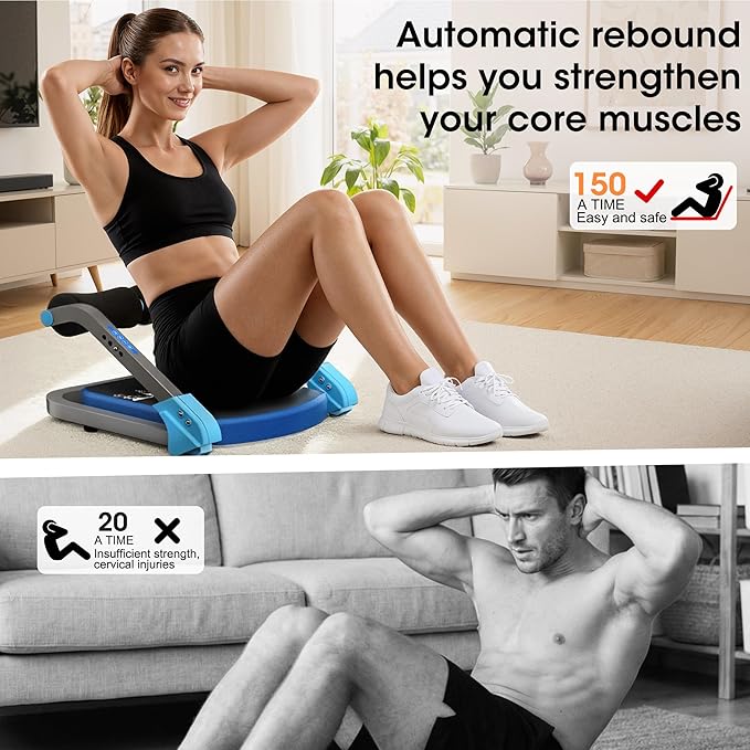Ab Machine Ab Trainer - Sit Up Exercise Equipment& Core Machine, 4 Level Adjustable Resistance, Foldable Ab Crunch Machine for Home Gym Stomach Workouts