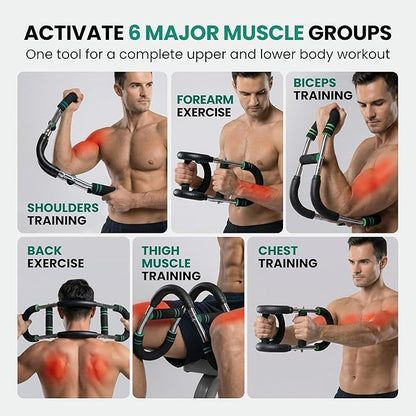 Twister Arm Trainer, Adjustable Chest & Arm Workout Equipment for Men & Women with 6 Springs (30-120 lbs) & 3 Resistance Bands, Home Workout Equipment and Forearm Trainer with Poster & Storage Bag