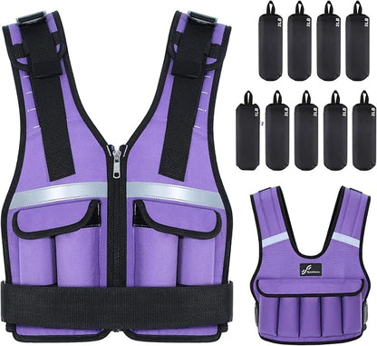 Sportneer Adjustable Weighted Vest Weights: 2-18 lbs/2-40 lbs Washable Weight Vest for Walking 16 In 1 Fast Adjust Rucking Vest for Women and Men Home Gym Running Jogging Strength Training Vests