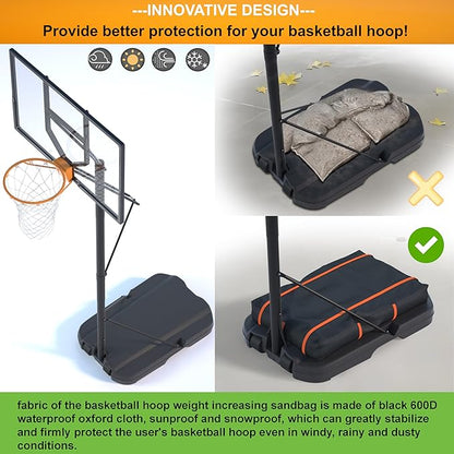 Basketball Hoop Sandbag - Heavy Duty Weighted Bottom Anchor for Basketball Hoops -600DOxford Fabric Waterproof Dustproof, Windproof, L35.4 xW23.6 xH5.1，Only Bag.