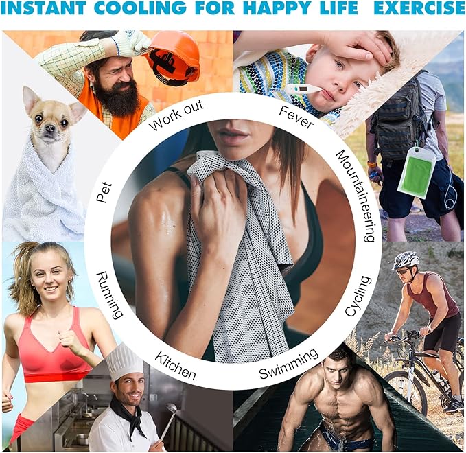 Honoson 20 Pack Cooling Towels,35 x 12 Inch Ice Breathable Soft Chilly Sweat Rag Microfiber Workout Rags for Gym Cooling Towels for Neck and Face for Yoga Golf Sport Running Gym Workout