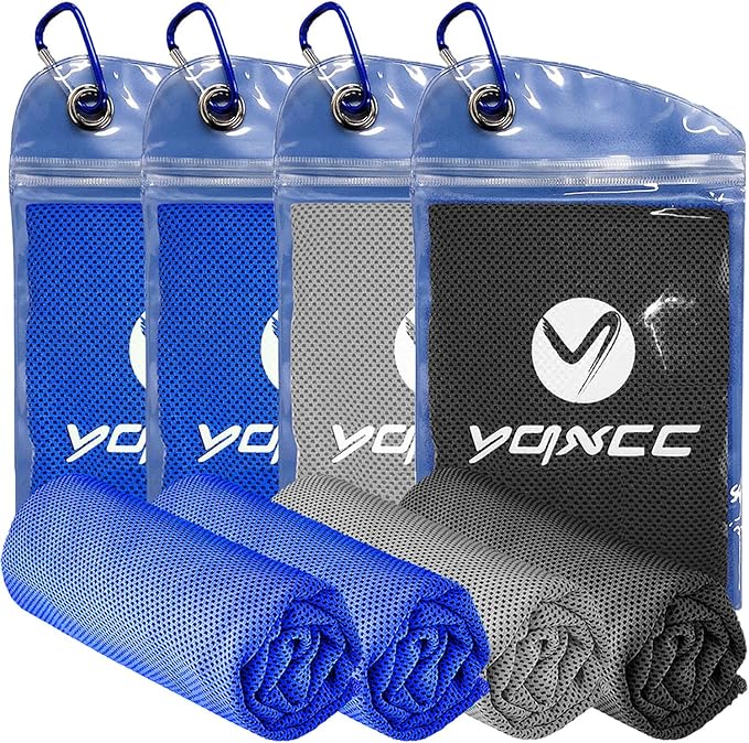 YQXCC Cooling Towels | 4 Pack 40"x12" | Cool Cold for Neck | Microfiber Soft Breathable Chilly | for Yoga, Golf, Gym, Camping, Running, Workout & More Activities