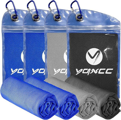 YQXCC Cooling Towels | 4 Pack 40"x12" | Cool Cold for Neck | Microfiber Soft Breathable Chilly | for Yoga, Golf, Gym, Camping, Running, Workout & More Activities