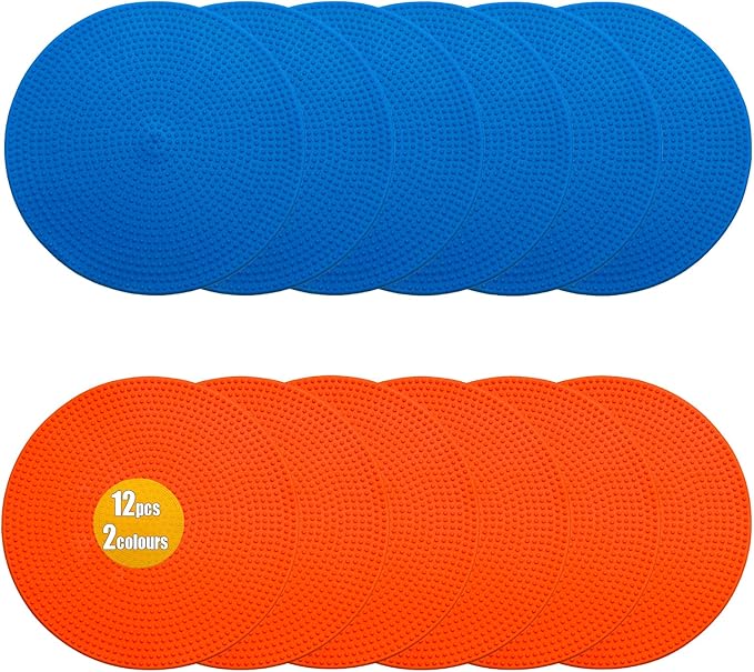 Spot Markers 4.72/9 Inch 12/24/36 Pcs Anti-Slip Agility Floor Markers,Colorful Flat Field Gym Classroom Floor Spots Set for Indoor Outdoor Soccer Basketball Sports Speed Training and Drills