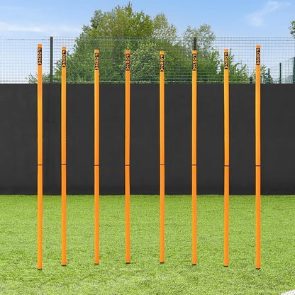 FORZA Slalom Agility Poles | Improve Endurance, Speed & Footwork | Color, Size & Rubber Base Options Available [8 Pack]