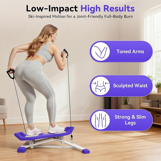 EPHESPORT Rocking Balance Board with Resistance Bands – Ski-Inspired Stepper for Core & Stability Training, LCD Monitor, 300 lbs Capacity, Wobble Fitness Trainer for Home Gym