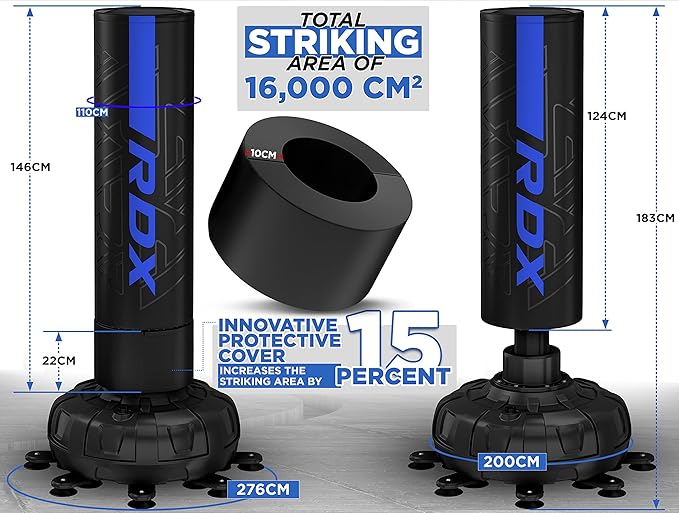 RDX XXL 330LBS Freestanding Punching Bag with Cover & Gloves – 72” Adult Heavy Pedestal Punch Bag Set - 17 Suction Cup 8 Extended Legs Stand Base - Kick Boxing MMA Home Gym Fitness