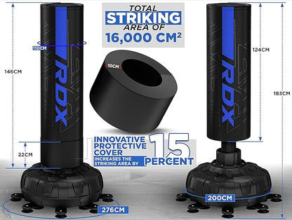 RDX XXL 330LBS Freestanding Punching Bag with Cover & Gloves – 72” Adult Heavy Pedestal Punch Bag Set - 17 Suction Cup 8 Extended Legs Stand Base - Kick Boxing MMA Home Gym Fitness