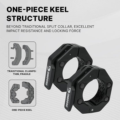 DMoose Fitness Barbell Clips 2 Inch (Pair) - Quick Release Olympic Barbell Clamps & Collars with Anti Slip TPR Grip for Secure Weightlifting and Powerlifting - Weight Clips for Bars at Home or Gym