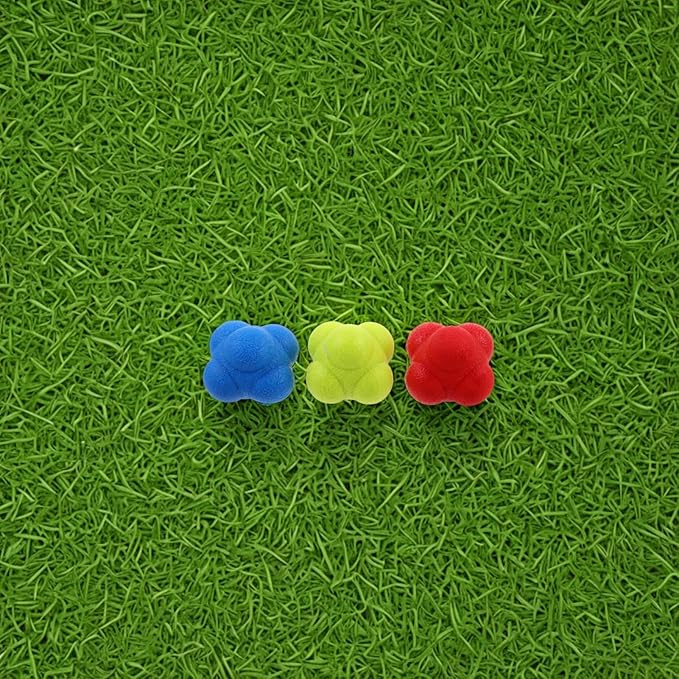 Kisangel 3pcs Hexagonal Reaction Balls Reflex Training for Sports Fitness Agility Exercises