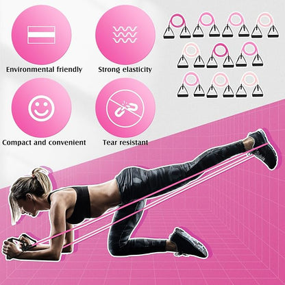 Shappy 10 Pcs Resistance Bands with Handles Exercise Stretch Bands for Exercise Woman Man Training Physical Therapy Workouts Fitness