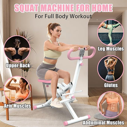 Squat Machine,Exercise Machine for Home,Foldable Ride Rowing for Botty Glutes Butt Thighs,Ab Back Leg Press Home Workout