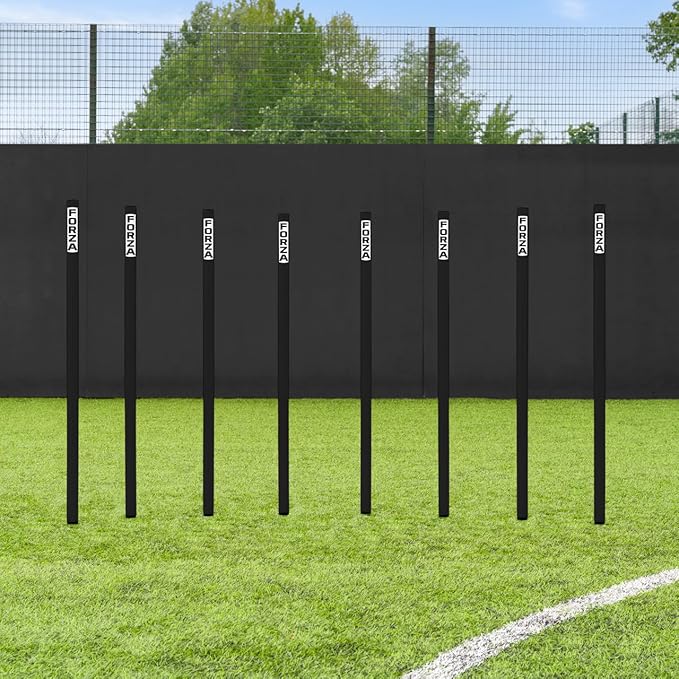 FORZA Slalom Agility Poles | Improve Endurance, Speed & Footwork | Color, Size & Rubber Base Options Available [8 Pack]