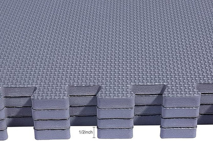 BalanceFrom Puzzle Exercise Mat 1/2" Thick, EVA Interlocking Foam Floor Tiles for Home Gym, Mat for Home Workout Equipment, Floor Padding for Kids, Multiple Sizes and Colors