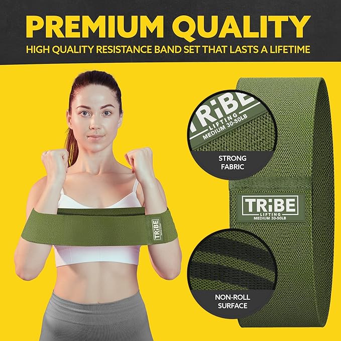 Fabric Resistance Bands for Working Out - Booty Bands for Women and Men - Exercise Set for Legs and Butt - Fitness Bands (Set of 8)
