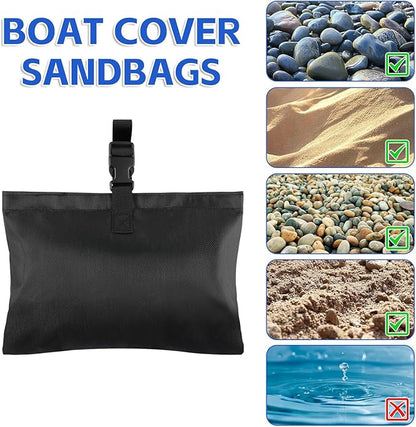 8 Pack Boat Cover Sand Bag Mooring Kit, Weighted Bags for Boat Mooring Covers Car RV, 1680D Marine Grade Sand Bags for Weight, Windproof Weighted Sandbags Tarp Weights Clip Boating Accessories