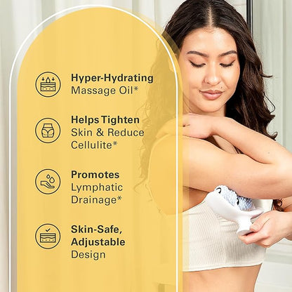 Anti Cellulite Oil and Lymphatic Drainage Massager Kit | Fascia Blaster for Contoured & Smoother Skin | Muscle Roller for Sore Arms, Legs, and Stomach, 8 fl oz by M3