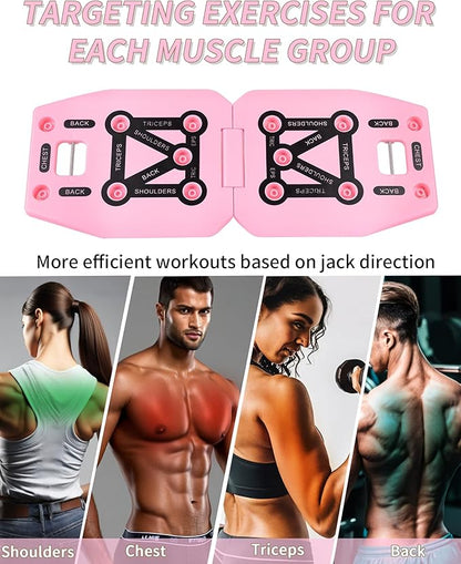 Home Gym Exercise Equipment - Portable Workout System 17 Fitness Accessories 9 in1 Push Up Board Set, Resistance Bands with Pilates Bar Strength Training Abs Shoulders