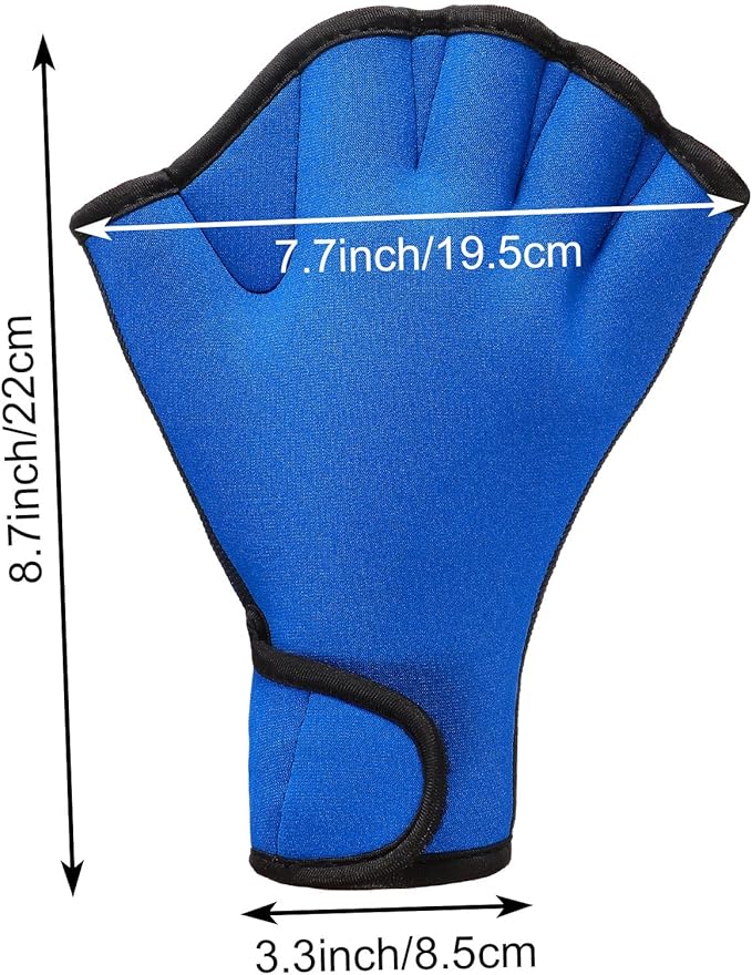 Sumind 2 Pairs Swimming Gloves Aquatic Training Gloves Neoprene Mittens Webbed Fitness Water Aerobics Resistance Training for Women Men Swimming Diving(Large,Blue)