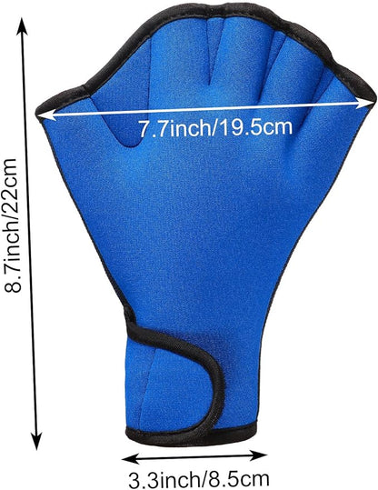 Sumind 2 Pairs Swimming Gloves Aquatic Training Gloves Neoprene Mittens Webbed Fitness Water Aerobics Resistance Training for Women Men Swimming Diving(Large,Blue)