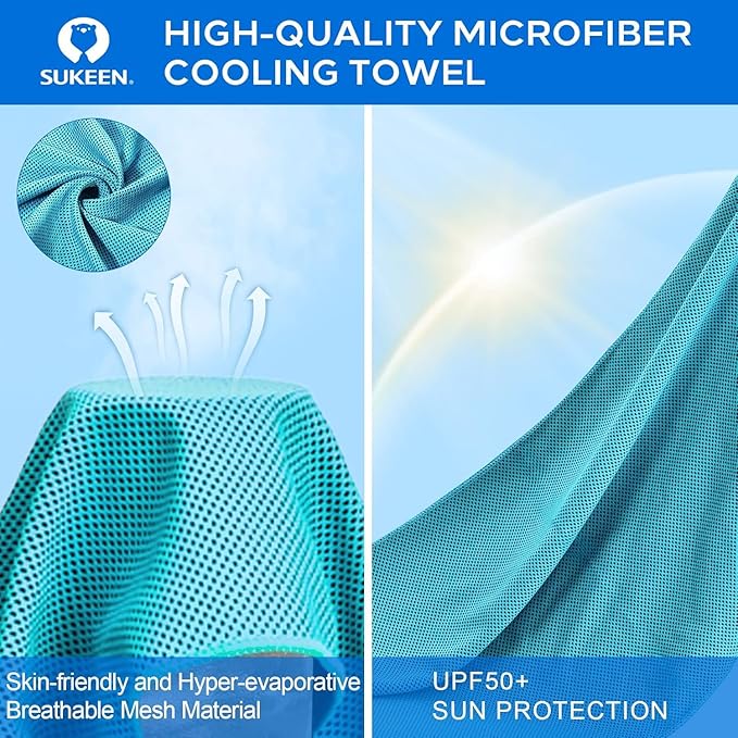 Sukeen Cooling Towel,Instant Evaporative Cooling for Sports,Yoga,Golf,Gym,Neck,Workout and More(40”x 12”)