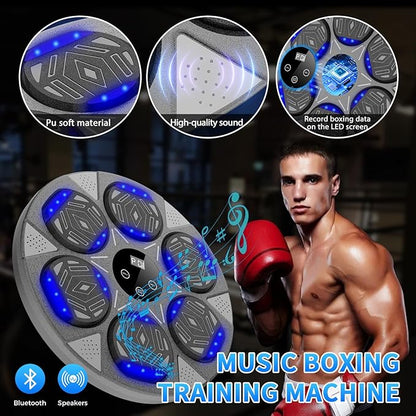 2026 Music Boxing Machine for Adults and Kids, Smart Bluetooth Boxing Training Equipment with Gloves Wall Mounted, Workout Punching Machine for Home,Office and Gym