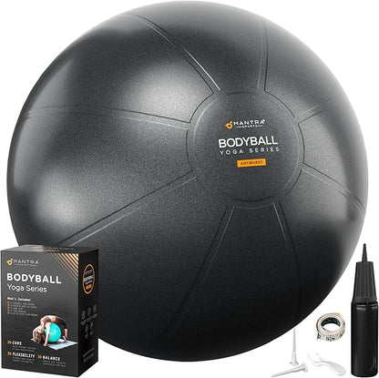 MANTRA SPORTS Exercise Ball – Yoga Ball for Pilates & Fitness - Birthing for Pregnancy, Stability, Core, Balance, Therapy for Physical Rehab, Workout for Home Gym & Office Chair, Fast Pump Included