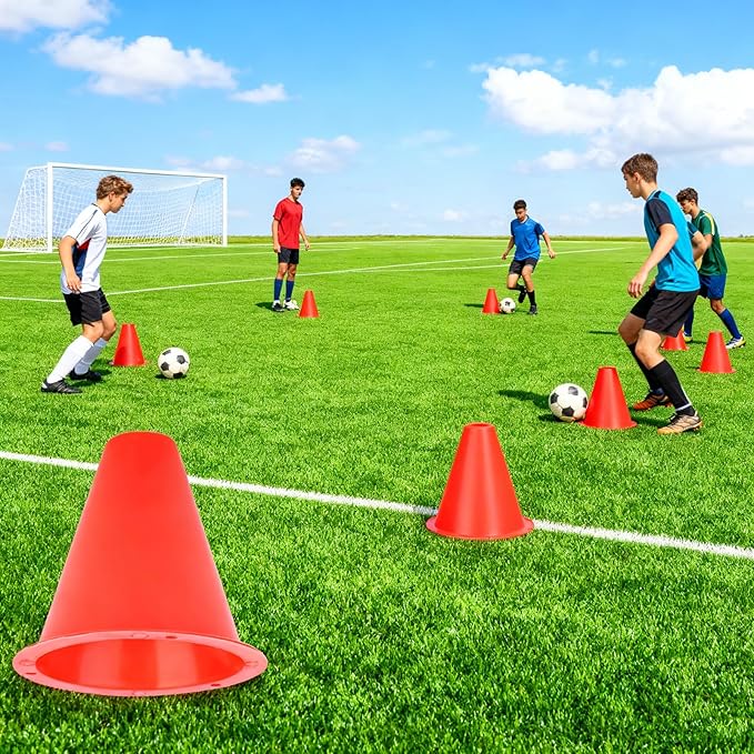 10-Pack Football Training Cones, Bracket Accessories, Obstacle Marking Set