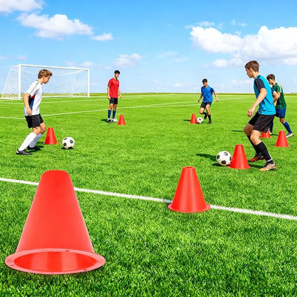 10-Pack Football Training Cones, Bracket Accessories, Obstacle Marking Set