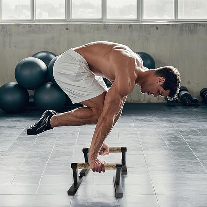 Wooden Calisthenics Parallettes Bars, Push up Handles Floor, Strength Training Pushup Stands, Parallel Handstand Bars for Home Workout Fitness