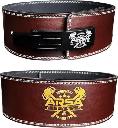 Arsa Fitness Weightlifting Adjustable Lever Belt for Men & Women Leather Weight Belt for Powerlifting Back Support Workout Deadlifts Squats 10MM Thickness 4" Width Royal Oak