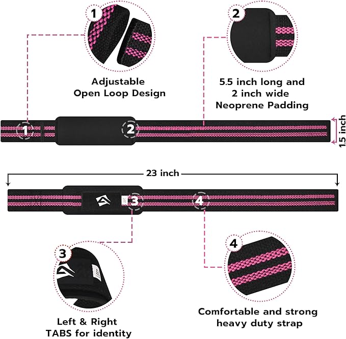 AQF Lifting Wrist Straps for Weightlifting, Powerlifting & Deadlifts – 23” Neoprene Padded Cotton Straps for Strength Training & Gym Workouts - Maximum Grip Support for Men & Women
