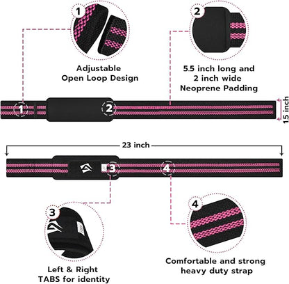 AQF Lifting Wrist Straps for Weightlifting, Powerlifting & Deadlifts – 23” Neoprene Padded Cotton Straps for Strength Training & Gym Workouts - Maximum Grip Support for Men & Women