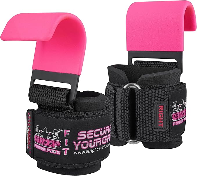 Weight Lifting Rod Hooks Heavy Duty Wrist Wraps Power Weight Lifting Training Gym Grips Straps Set of 2