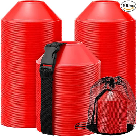 Hanaive 100 Pieces Mini Soccer Cones for Sport Drills 5 Inch Agility Disc Cones with Accessories for Kids Football Training