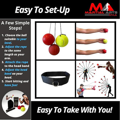 Boxing Reflex Ball Headband, Punching Ball Headband, MMA Training Equipment, Boxing Equipment, Home Workout Equipment for Men, Kids Boxing Set, Boxing Reflex Ball