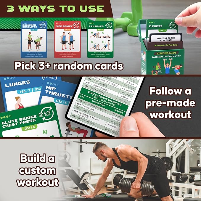 75 Dumbbell Workout Cards – 3.5” x 2.5” Full Body Weight Training Exercise Deck – At-Home Fitness Guide for Men and Women – Get Stronger With 12 Pre-Made Strength Workouts