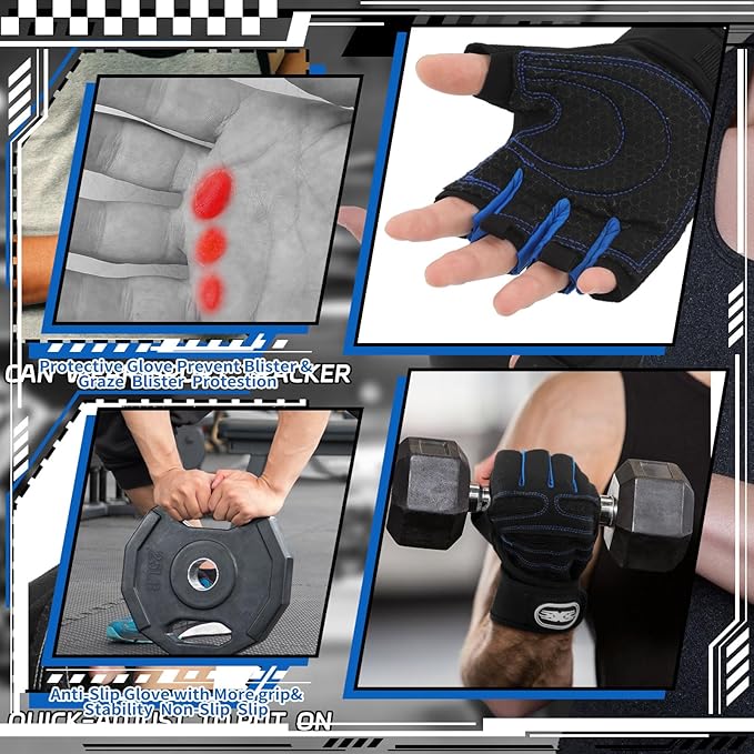 3 Pairs Weight Lifting Gloves for Men Women, Gym Workout Gloves with Full Palm Protection, Breathable Anti-Slip Fitness Glove for Training, Cycling, Pull-ups, Medium