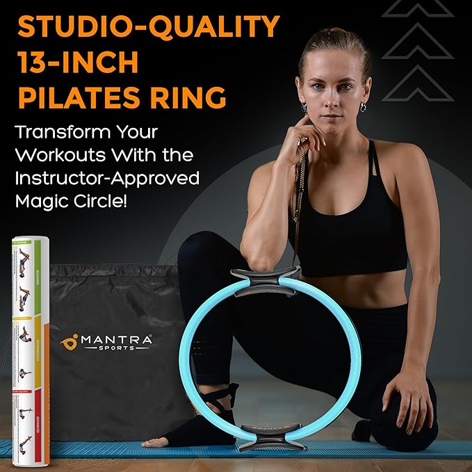 MANTRA SPORTS Pilates Ring Circle, Magic Circle Pilates Ring, Inner Thigh Exercise Equipment, Fitness Rings for Women, Thigh Master Inner Thigh Exerciser, Yoga Ring Pilates Equipment for Home Workouts