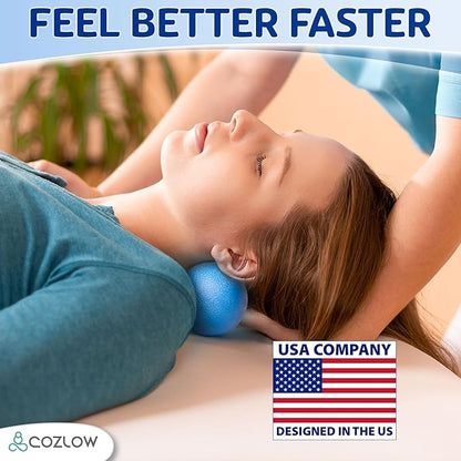 COZLOW Double Lacrosse Massage Ball - Blazing Blue - Peanut Trigger Point Roller for Mobility, Deep Tissue Therapy, Myofascial Release - Ergonomic Acupressure Tool for Muscle Pain Relief