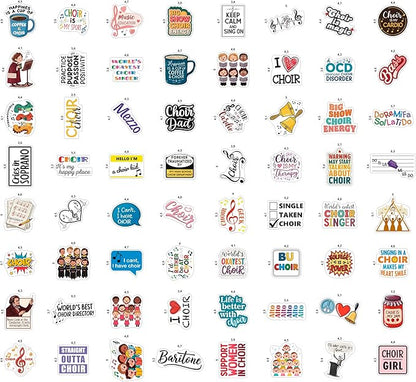 100Pcs Choir Stickers and Decals for Water Bottle, Laptops - Choir Gifts for Choir Director - Music & Singing Stickers, Gift for Women & Men