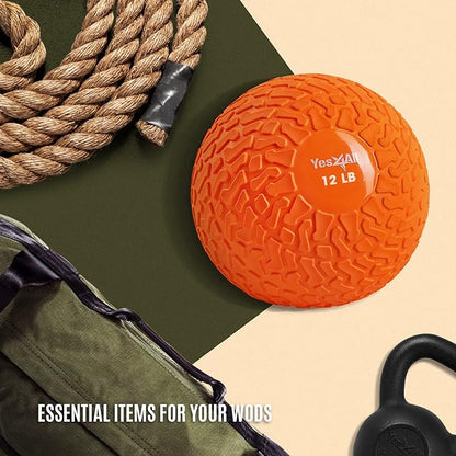 Yes4All Slam Balls, 10-40lb Weighted Ball Weight, Durable PVC Sand Filled Workout Dynamic Slam Ball for Core Strengthen