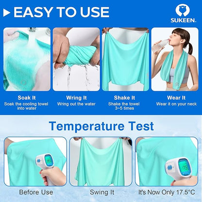 Sukeen Cooling Towel for Neck and Face (40"x12"), Microfiber Bulk Cooling Towels for Athletes Cooling Neck Wraps Instant Cooling Towels for Yoga,Gym,Golf,Running,Fitness and Workout