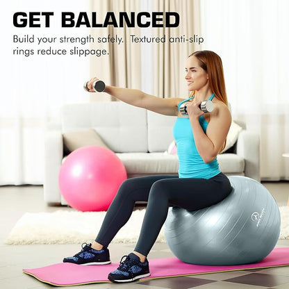 ProBody Pilates Yoga Ball - Exercise Balls, Various Sizes, for Stability, Pregnancy, Workout & Physical Therapy