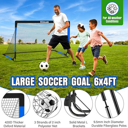 Kids Soccer Goal for Backyard Set - 2 of 6x4 ft Soccer Goals Training Equipment, Soccer Net for Kids Age 3-5 6-8 8-10 10-12, Ball, Targets for Toddler Kid Youth Soccer Games Sports Outdoor Play